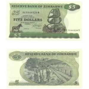  Zimbabwe 1983 5 Dollars, Pick 2c 