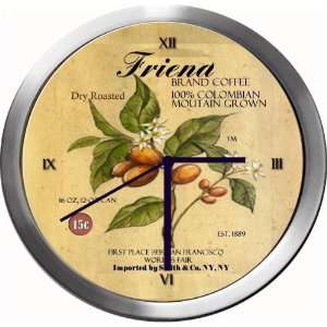  FRIEND 14 Inch Coffee Metal Clock Quartz Movement Kitchen 