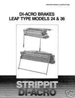 Strippit Di Acro Models 24 & 36 Leaf Type Brakes Manual  