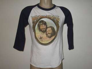 vintage 70s WAYLON JENNINGS & WILLIE NELSON RAGLAN T Shirt SMALL 