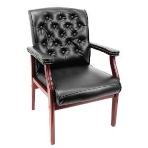  Traditional Tufted Back Guest Chair Burgundy Vinyl 