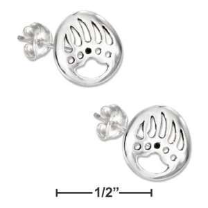  Sterling Silver Mini Cutout Bearpaw Earrings Posts 
