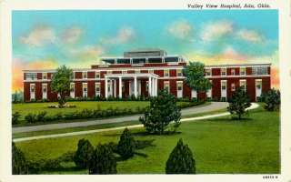Ada Oklahoma OK 1940 Valley View Hospital Vintage Postcard  