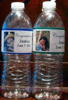 25 Graduation Custom PHOTO Water Bottle Labels Favors  