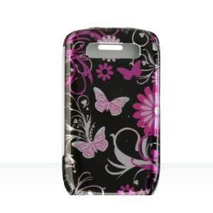  Black with Pink Butterfly Snap on Hard Skin Cover Case for 