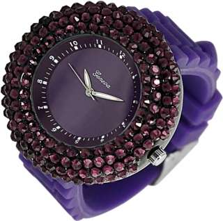   New Silicone Strap Geneva Rhinestone Watch GS14PC, Ships Free in USA