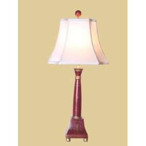   Enterprises Red Lacquer Table Lamp With Red Finish