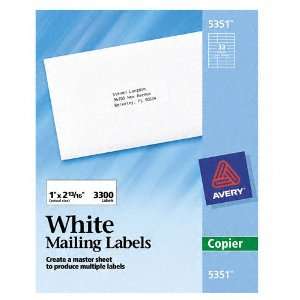  Avery  Self Adhesive Address Labels for Copiers, 1 x 2 13 