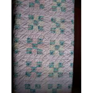  Amish Handquilted Baby Quilt  Pink & Blue *Handsewn 