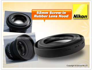 nikon hr 2 rubber lens hood 52mm screw in compatible with af