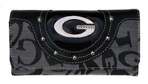 Grey Large G Design CheckBook Wallet with Black Trim  