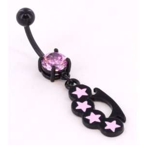  Black Knuckles n Stars 14g 7/16 Belly Button Body 