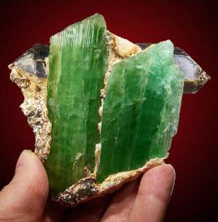 75 Green HIDDENITE Crystals+DT SMOKY QUARTZ Afghanis  