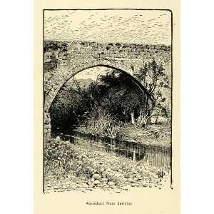  1890 Wood Engraving Ancient Aqueduct Jericho Water 