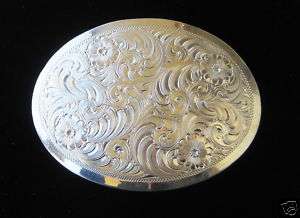 Wage Silversmith Engraved Western Cowboy Belt Buckle Silver Plate 