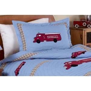  Frankies Fire Truck Pillow Sham by JoJo Designs Red