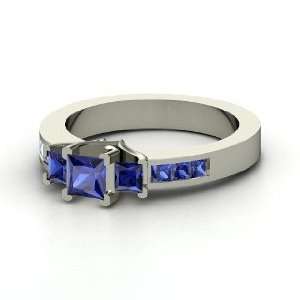  Farrah Ring, Princess Sapphire 14K White Gold Ring 