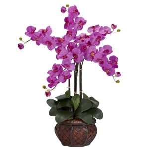  Phalaenopsis w/Decorative Vase Silk Flower Arrangement 