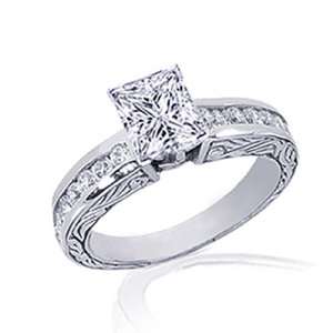 Ct Princess Cut Diamond Vintage Engraved Antique Style Engagement Ring 