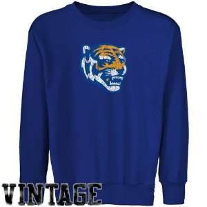  Sweatshirt  Memphis Tigers Youth Royal Blue Distressed Logo Vintage 