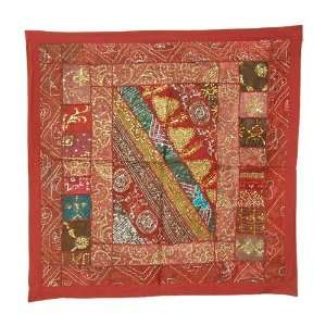 Vintage Decorative Wall Hanging Tapestry with Pretty Old Sari Patch 