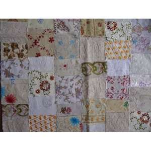  Fair Trade Vintage Sari Patch Throw Cream (India)