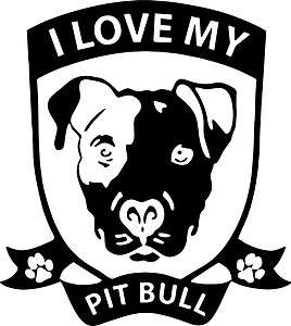 Love My Pitbull Decal With Cropped Ears   Choose Color  