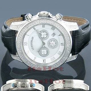 Luxurman Mens Diamond Watch 0.5ct White MOP Freeze