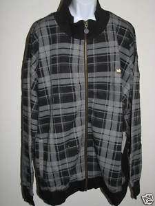 New AKADEMIKS $84 Black Plaid Sweater Jacket Shoose Sz  