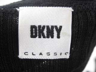 DKNY Black Linen Long Button Front Cardigan Sz S  