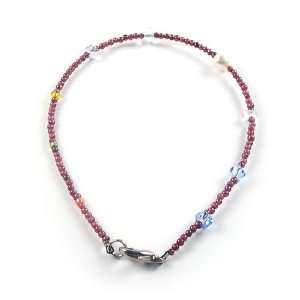  Genuine Pearl Garnet and Crystal Anklet Jewelry