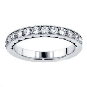 55 CT TW Pave Set Anniversary Diamond Wedding Ring in 14k White Gold 