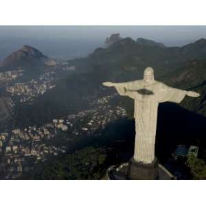  Helicopter Shadow on the Christ the Redeemer Statue Above Rio 