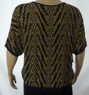 Jones New York CALLAWAY Blk/Gold Boatneck Sweater Women Plus Size 3X 