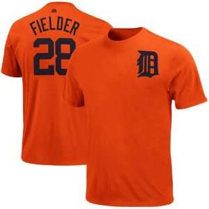  Prince Fielder Detroit Tigers Orange #28 Name & Number T 