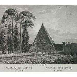 ITALY Rome Pyramid Tomb of Gaius Cestius   SCARCE Antique Print Steel 