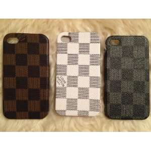  SET OF 3 CHECKER DAMIER LV PATTERN CASES FOR IPHONE 4 4S 