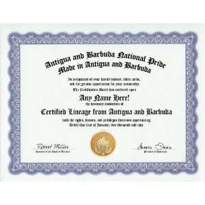Antigua and Barbuda Antiguan Barbudan National Pride Certification 