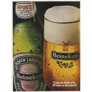  1984 Heineken Lager Beer Bottle Glass Come to Think of It 