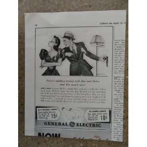  General Electric Lamps,Vintage 40s print ad (man/woman 
