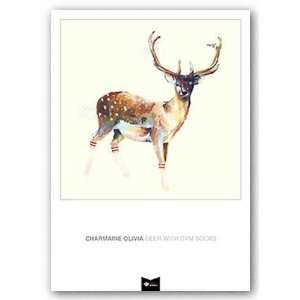  Deer Wearing Gym Socks by Charmaine Olivia 17.5x17.5 Art 