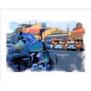  Blue Motorcycle, Venice Beach, California Giclee Poster 
