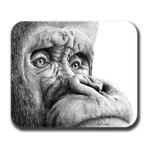  Gorilla Face Ape Primate Art Mouse Pad 