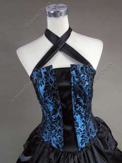 Victorian Gothic Satin Brocaded Dress Gown Prom 113 M  