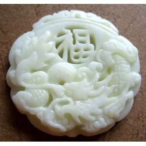  Chinese Jade Fu Fortune Dragon Amulet Pendant Everything 