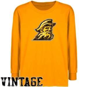 Appalachian State Mountaineers Youth Gold Distressed Logo Vintage T 