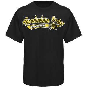  Appalachian State Mountaineers Black Mascot Script T shirt 