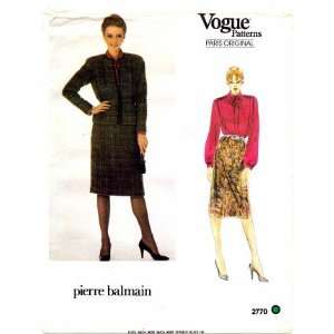  Vogue 2770 Sewing Pattern Paris Original Pierre Balmain Jacket 