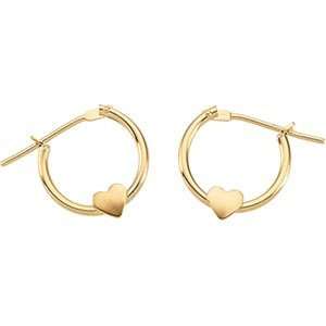  14K White Gold Childrens Heart Hoop Earrings Jewelry
