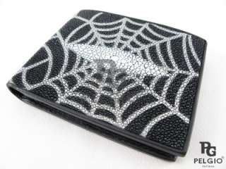 PELGIO New Genuine Stingray Skin Leather Mens Wallet Web Design Free 